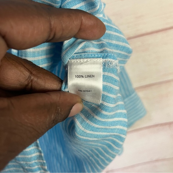 J. Jill Love Linen 100% Line Striped Long Sleeve Button Down Shirt Size 2X - Picture 3 of 5